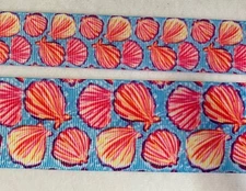 Clam sea shells ocean style print Grosgrain ribbon 5/8"  7/8" 1.5” palm beach