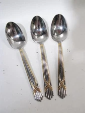 Vtg Yamazaki Stainless Fortuny w Gold 3 Soup Spoons Patrick Mayer