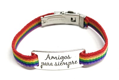 Pulsera cuero Autentico | Cierre Reloj Frase AMIGOS PARA SIEMPRE | Elásticas