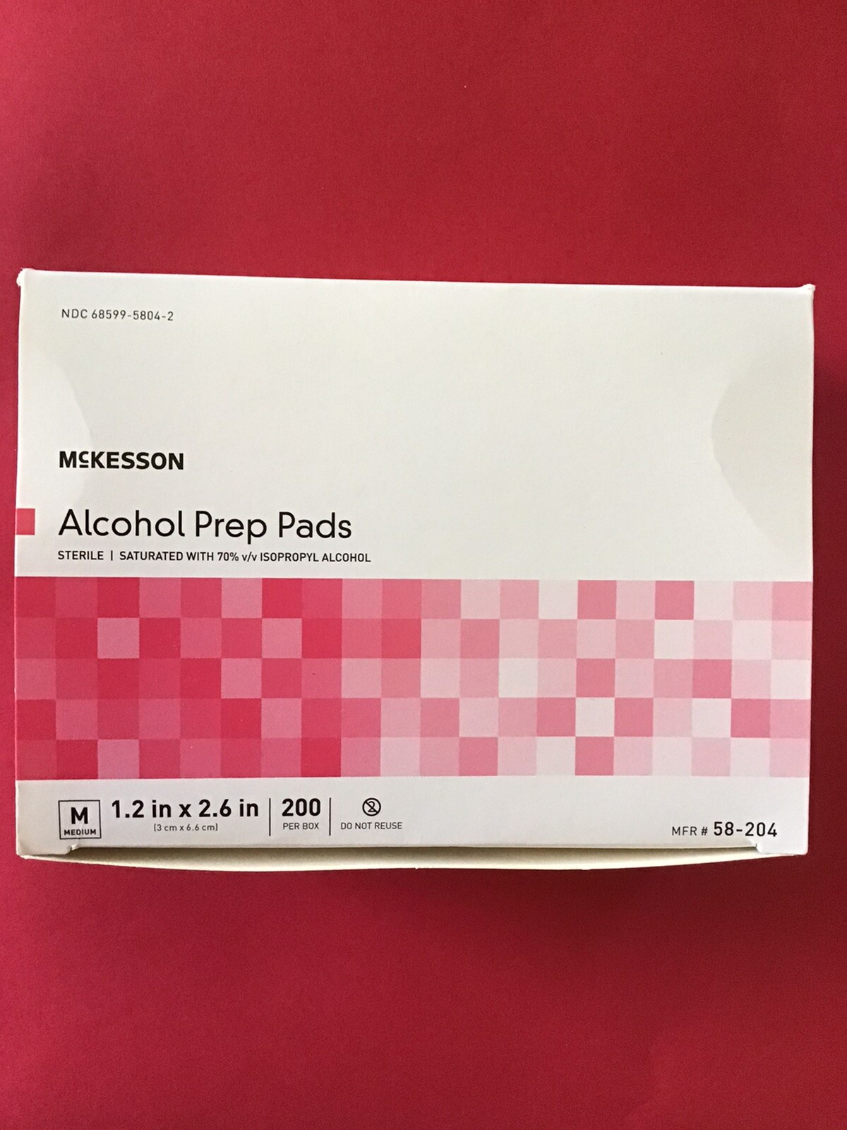 McKesson 58-204 Alcohol Prep Pads, Medium 1.2" x 2.6" - box of 200
