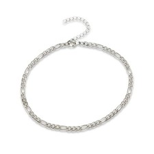 Stainless Steel 4 mm Figaro Anklet 9.5 in plus 2 in extender