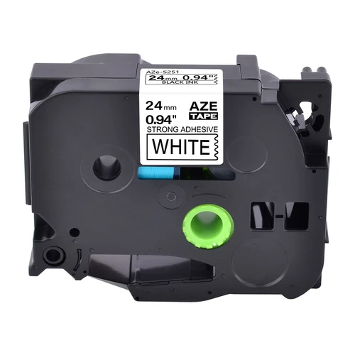 Black on White Extra Adhesive Label Tape For Brother TZ TZe-S251 PT-Touch 1400