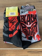 NWT  Lot Of 2 Marvel Comics Black Panther Socks 2 Pair Black/Red Men Size 6-12