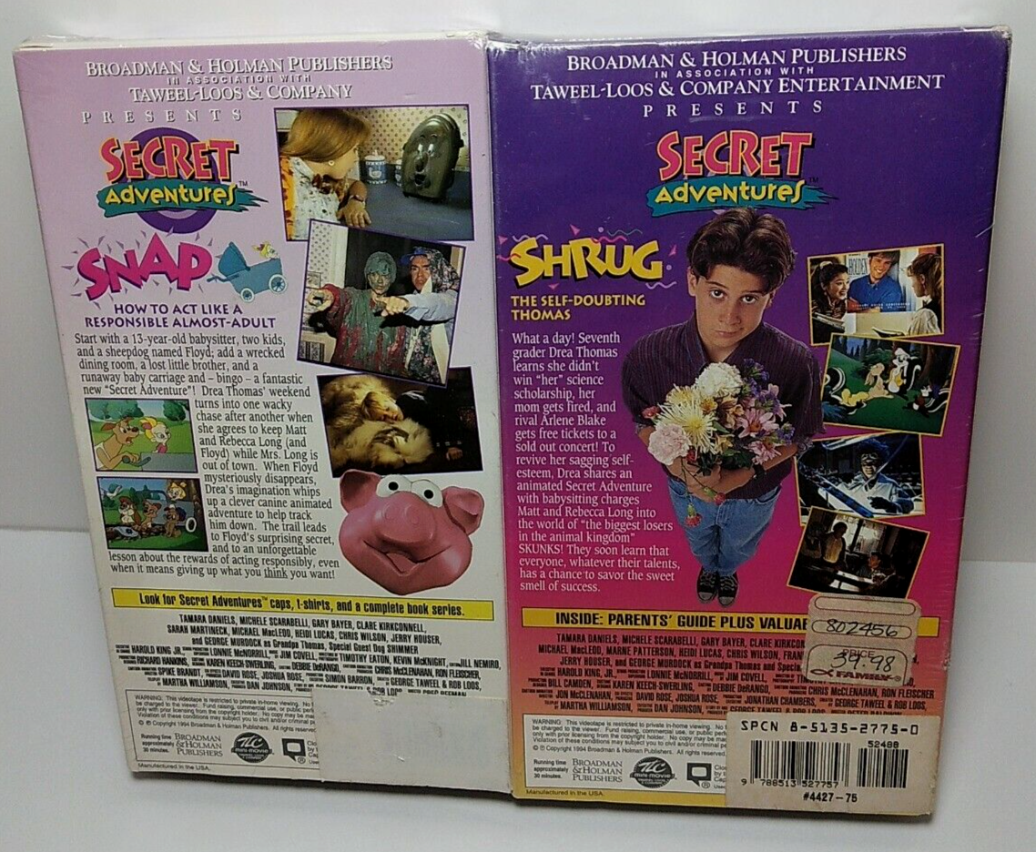 Secret Adventures (1994) 2 VHS Set for Age 4-13 Shrug & SNAP New