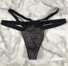 2014 VINTAGE Victoria's Secret Triple Mesh Overlay Strappy Thong Rare Sz Med