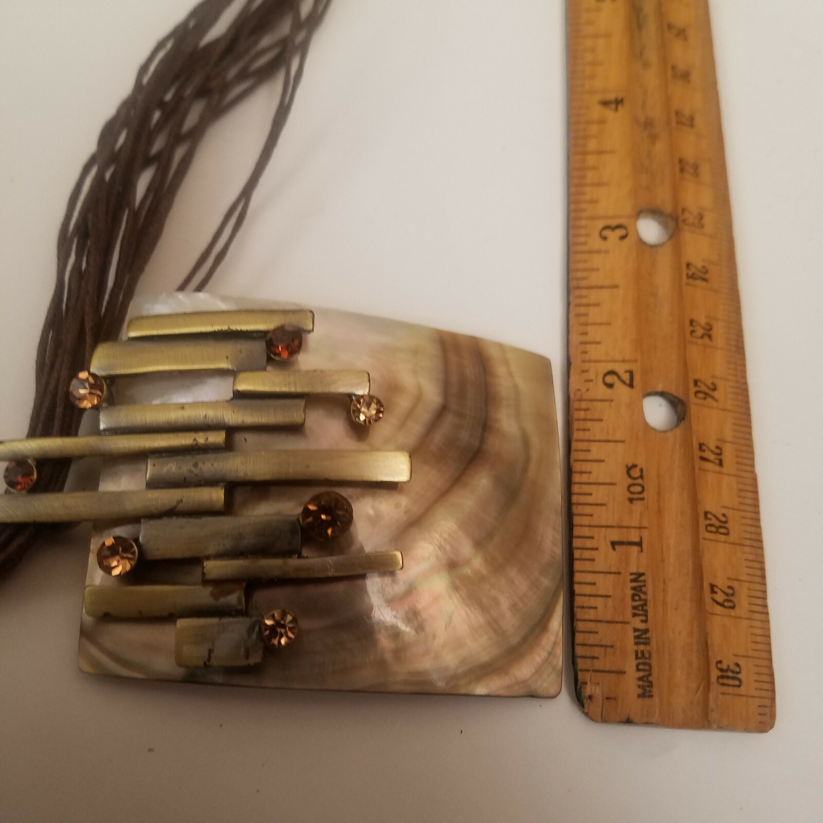 Abalone Statement Necklace Multi-Strand Brown Amb… - image 8