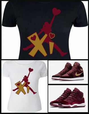 LADIES / WOMENS TEE SHIRT to match the NIKE JORDAN 1 & 11 HEIRESS MAROON VELVETS | eBay