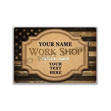 Personalized Wooden Workshop METAL SIGN OR DECAL 8x12 Garage Sign Man Cave