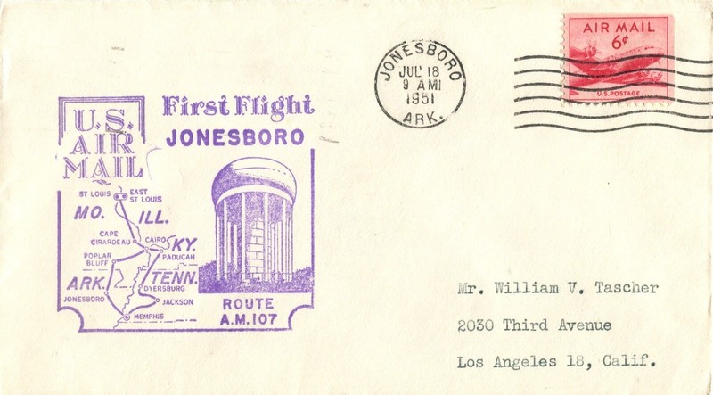 Ozark Airlines First Flight Jonesboro Arkansas - Memphis Tennessee - 1951