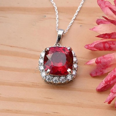 24.25 Ct Certified Natural Red Ruby Pendant 925 Silver Luxury Jewelry With Chain