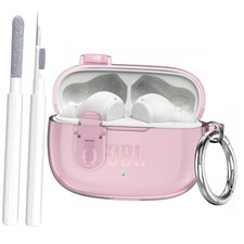 Compatible with JBL Vibe 200TWS/JBL Vibe Beam/Beam 2 Case Cover Clear Pink