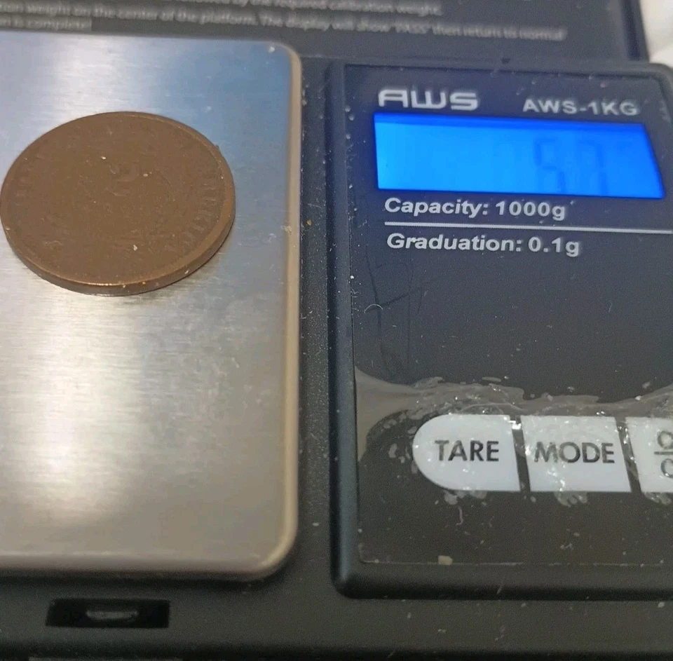  2 Cent Piece Two Cents, Weight off: Is 5.8 G NOT 6.2 === missing Front ... Rare - Image 2 of 4