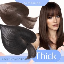THICK MONO Top Pieces Toupee LACE 100 Remy Human Remi Hair Toppers Silk Bangs