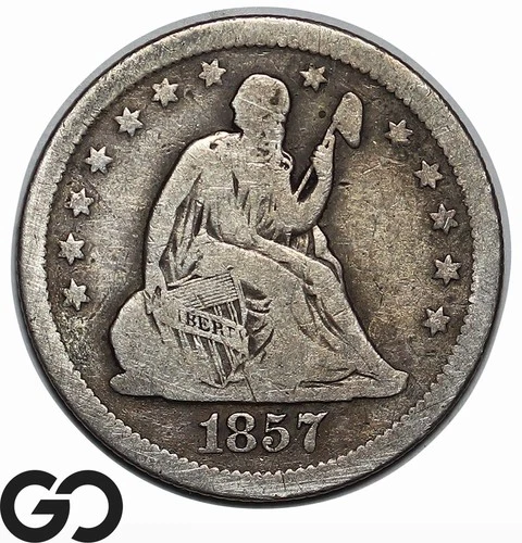 1857-O Seated Liberty Quarter, Choice Fine Collector Type Coin
