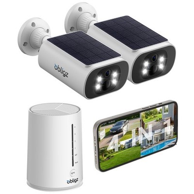 obligz Solar Security Cameras Wireless Outdoor, 4MP Cameras for Home Security...