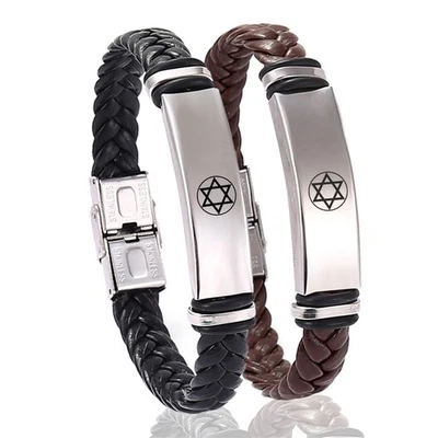 2 Stück Davidstern jüdisches Armband für Herren Damen, Davidstern Lederarmband - Bild 1 von 4