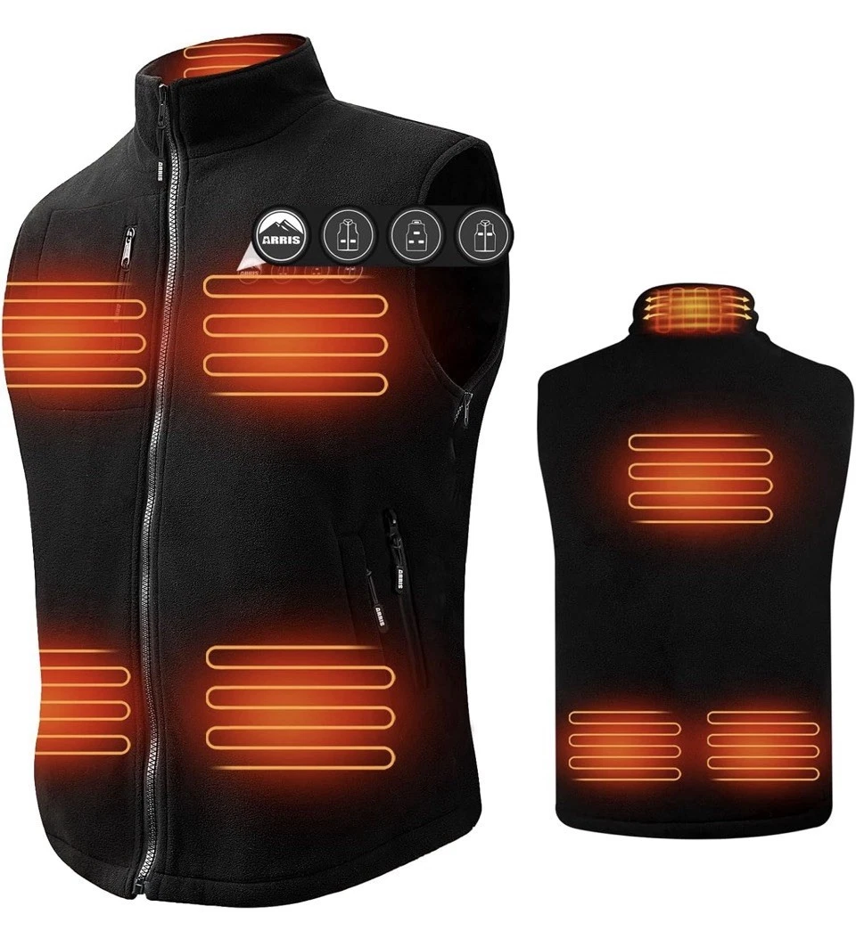 ARRIS Fleece Heated Vest for Men with Battery Pack Included, Size Adjustable