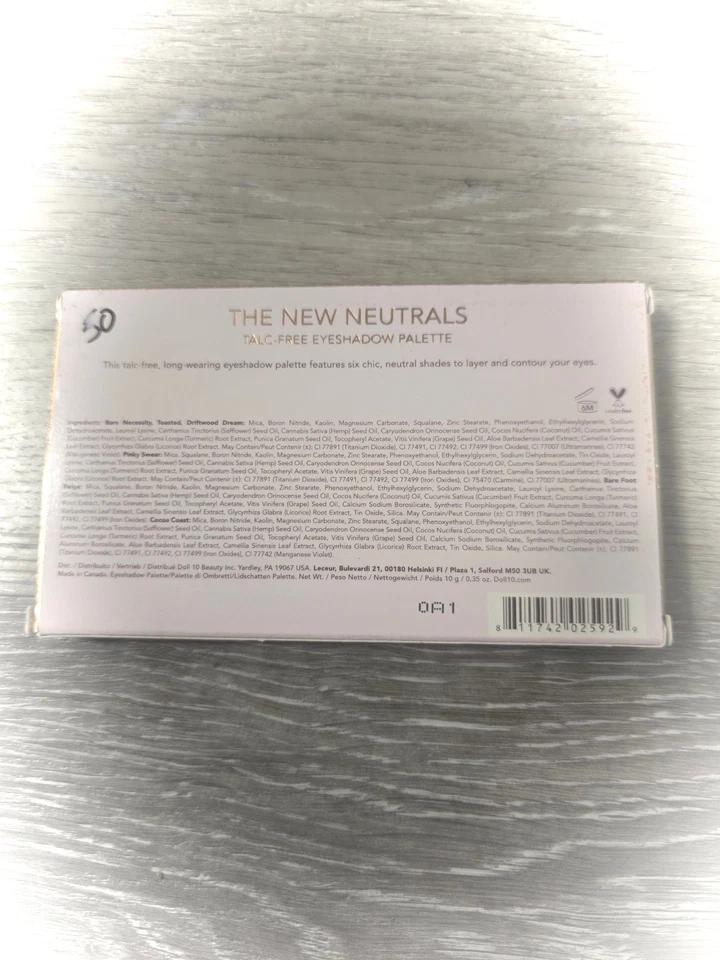 NIB Doll 10 Cosmetics - The New Neutrals - Talc-Free Eyeshadow Palette - Image 2 of 3
