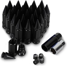 Complete Set Of 24 M14x1.5 Black Spiked Lug Nuts With Robust Anti-theft Features
