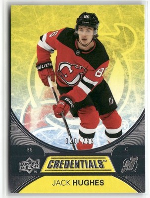 2021-22 Upper Deck Credentials #40 Jack Hughes Yellow #/299 ☘️226