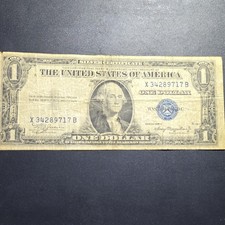 1935 $1 US Silver Certificate Blue Seal Banknote X34289717B Circulated