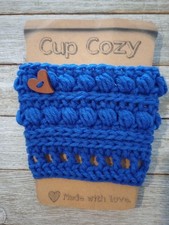 crochet-handmade-coffee-cup-drink-cozy-sleeve-heart-button-blue-1pc-new