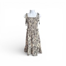 One Clothing Cream And Black Animal Print Ruffle Midi Dress Women’s Size A