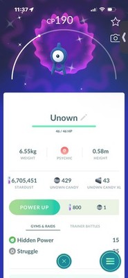 Pokemon Go Shiny Unown A