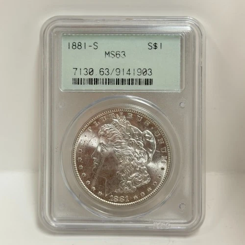 1881-S Morgan Silver Dollar PCGS OGH 2.1 MS63 -  PL Wet Obverse