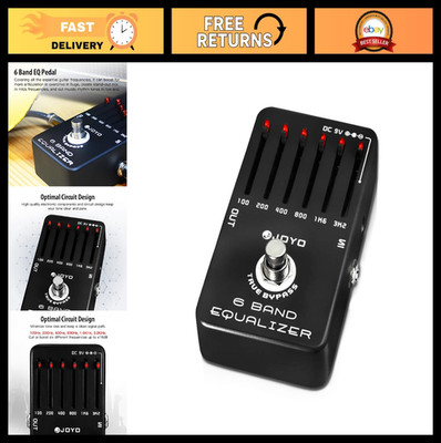 6-Band EQ Pedal for Electric Guitar - Adjustable Equalizer ±18dB, 100Hz-3.2kHz