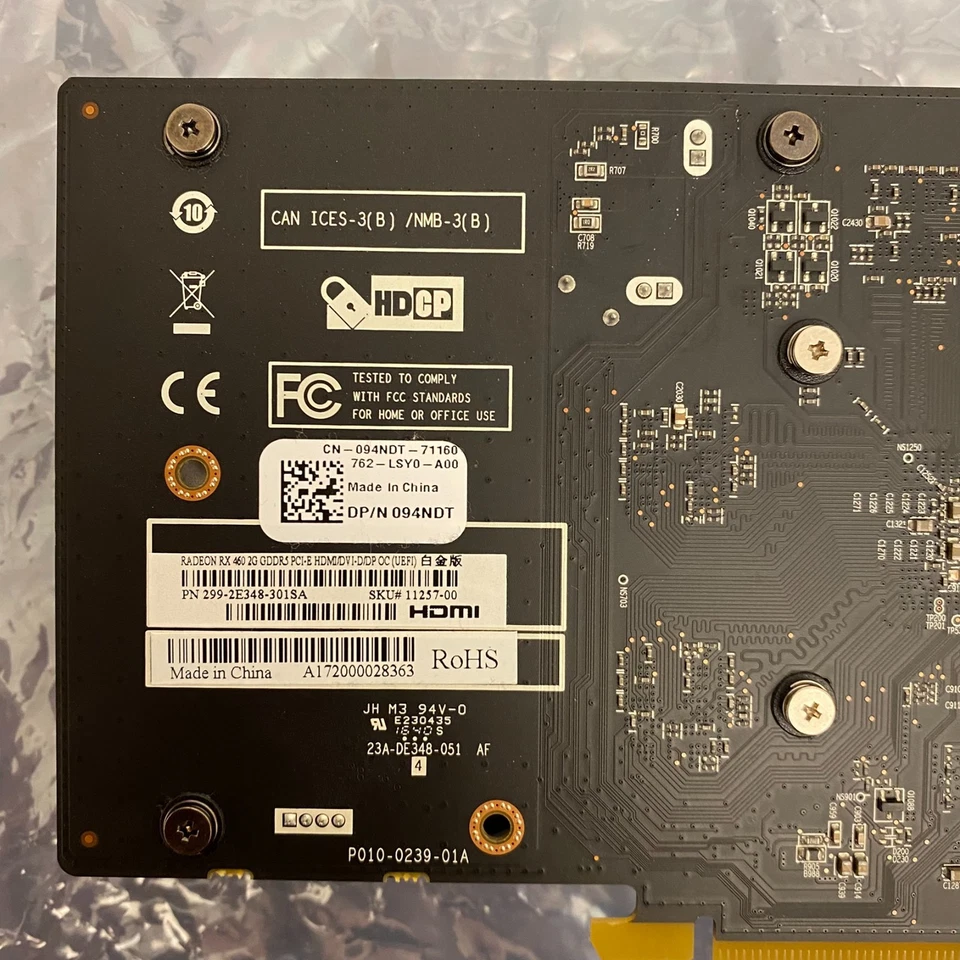 SAPPHIRE Radeon RX 460 2GB 128-Bit GDDR5 PCIe 3.0 DELL 94NDT AMD Video Card - Image 4 of 4