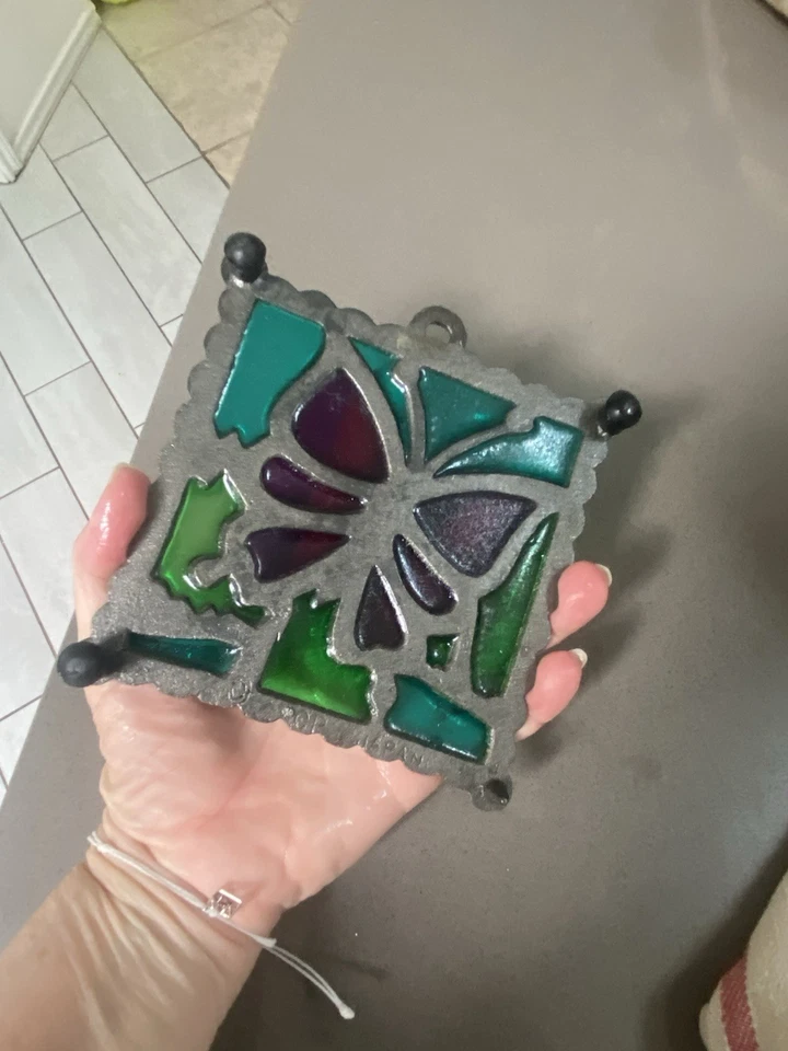 Arte de pared vintage de remache de mariposa de vidrio con plomo MCM hecho en Japón Foto 4 de 4