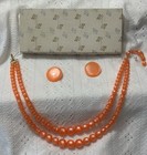 Vintage orange moon glow beaded necklace earrings set — photo 2