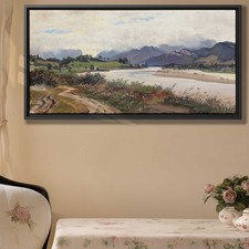 Rural Countryside Landscape Oil Painting Canvas Print Vintage Wall Art Decor