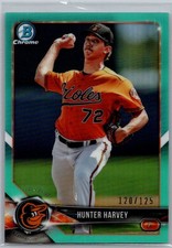 2018 Bowman Chrome Prospects Aqua Refractor /125 Hunter Harvey #BCP4 Orioles