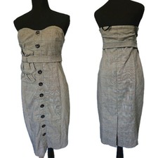 Anthropologie Floreat Doubly Adorned Strapless Plaid Sheath Dress 2