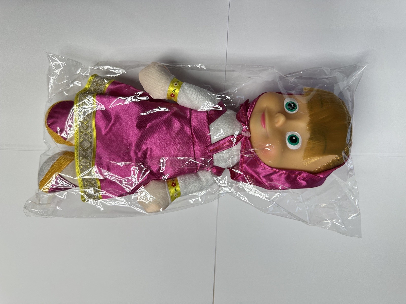 Talking Plush Girl Doll with Sound Pink Dress Headscarf Cute Cartoon Style NEW