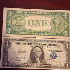 1935E $1 Silver Certificate Error Banknote Mismatched Printing Q57273437G