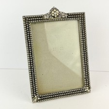 Silver Metal Beaded Standing Picture Frame With Jewels