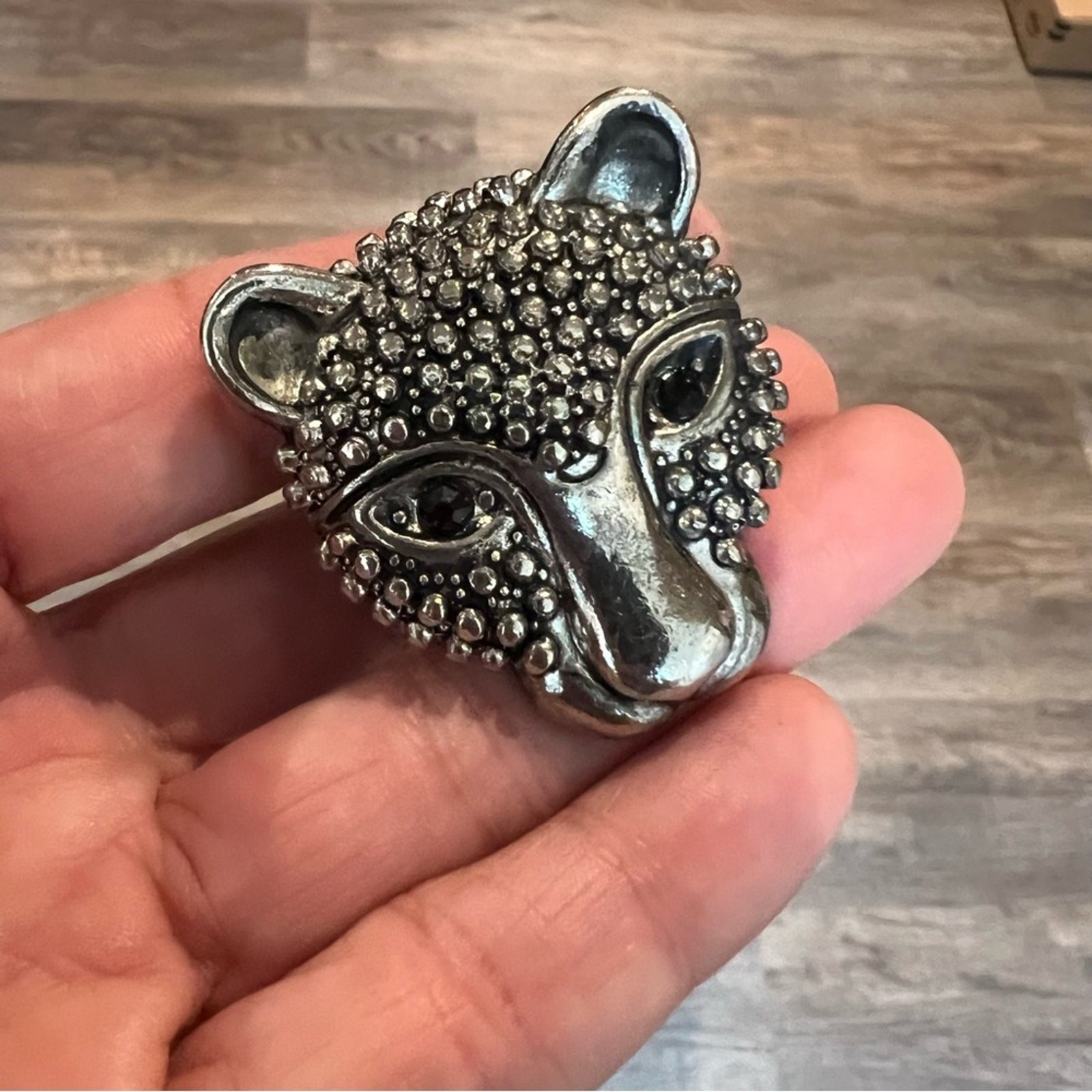 Silver Leopard Panther Statement Ring adjustable … - image 2