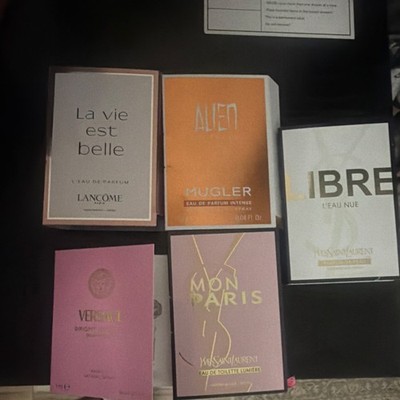 Lancôme La Vie Est Belle, Mugler Alien, YSL Libre, Versace Bright Crystal Sample