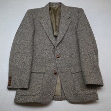 Vtg USA Made 39L Oatmeal Beige Fleck Wool Tweed Blazer Jacket Sport Coat