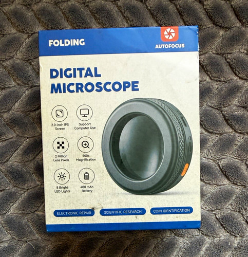 500X Folding Digital Microscope 2.0 IPS Screen Autofocus Coin ...