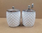 Vintage George Thompson Corp. Diamond Hobnail Milk Glass Salt & Pepper Grinder