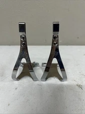 Vintage ( CYCLE PRO ) ALE CT Pedal Toe Clips Chrome ~ Made In Italy