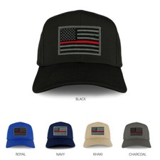 XXL Oversize Thin Red Line USA American Flag Patch Solid Baseball Cap