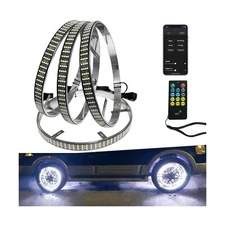 New 17in Quad Row White Wheel Ring Lights with App RF Remote Control 1248LEDs...