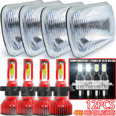 DOT 4PCS 4x6'' LED Headlights High-Low Beam DRL For Chevrolet Impala 1977-1985