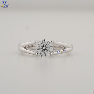 0.92 TDW Round cut Labgrown Women's Diamond Ring 925 silver Labstone
