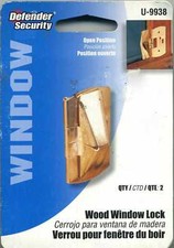 Defender Security U 9938 Wood Window Flip Lock, Brass Plated Steel, Pack of 2